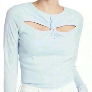 ASTR the Label Twist Cutout Bodysuit in Blue Size Medium NWT